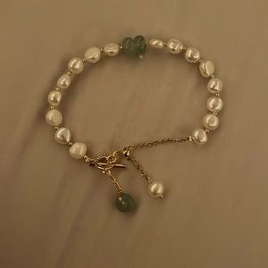 Pearl and Lab Created Emerald Bracelet